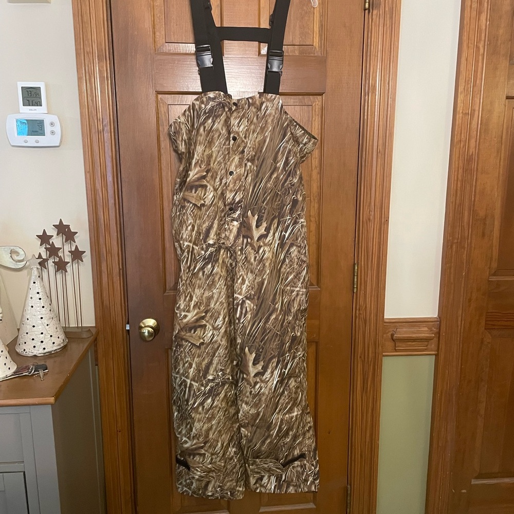 Huntworth Men's Camouflage Lightweight Hunting Pants with Suspenders, Size Large